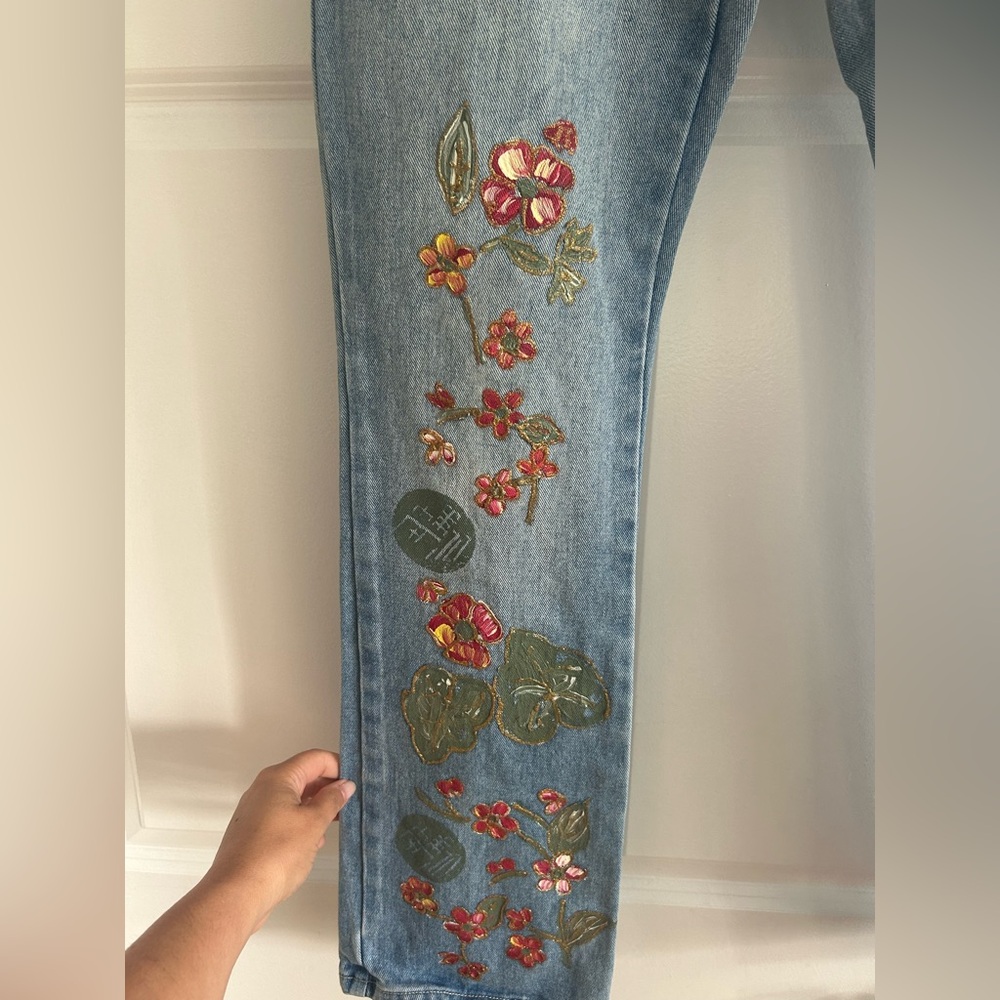 Hand-Painted Sanctuary Jeans - Size 29 Flare, One-of-a-kind, vintage Y2K - Picture 5 of 7
